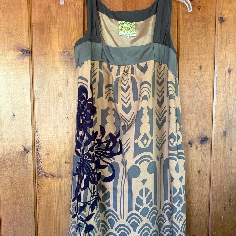FLOREAT ANTHROPOLOGIE FULLY LINED SILK & COTTON SLEEVELESS Dress